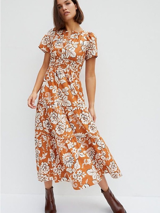 Anthropologie Dresses & Skirts - Anthropologie Somerset Rust Maxi Dress with White Floral Print